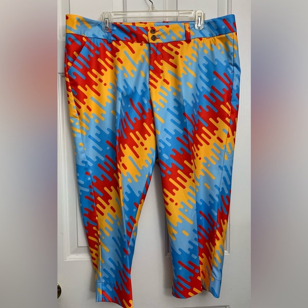Loudmouth Golf Dance Floor Ladies Red and Yellow Patterned Pants Sz 18 - Picture 3 of 16